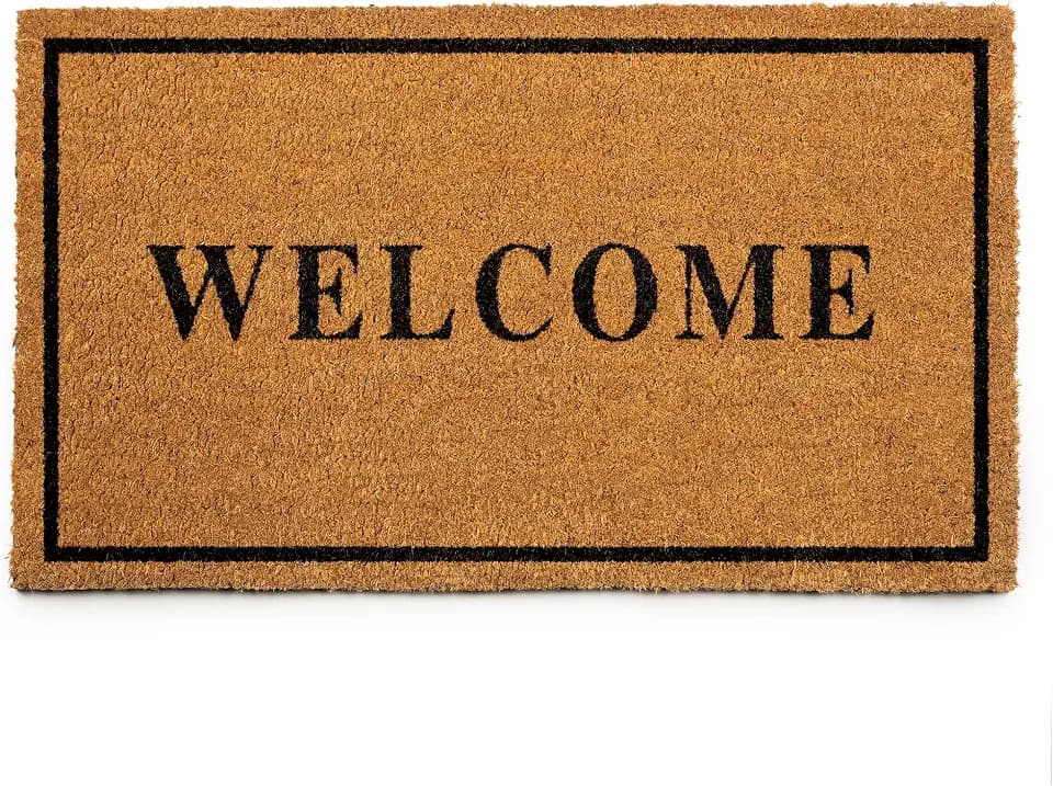 PLUS Haven Coco Coir Door Mat with Heavy Duty Backing, Welcome Doormat, 17.5”x30” Size, Easy to Clean Entry Mat, Beautiful Color and Sizing for Outdoor and Indoor uses, Home Décor