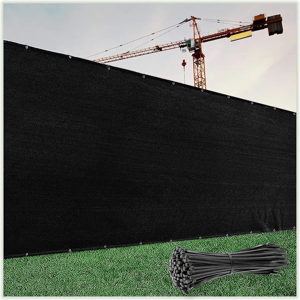 ColourTree 5' x 10' Black Fence Screen Privacy Screen - Commercial Grade 170 GSM - Heavy Duty - 3 Years Warranty - Cable Zip Ties Included