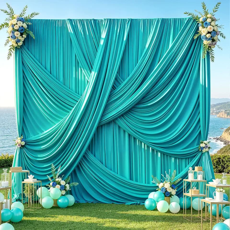 10x12 ft Turquoise Backdrop Curtains for Weddings, Birthdays and Photos