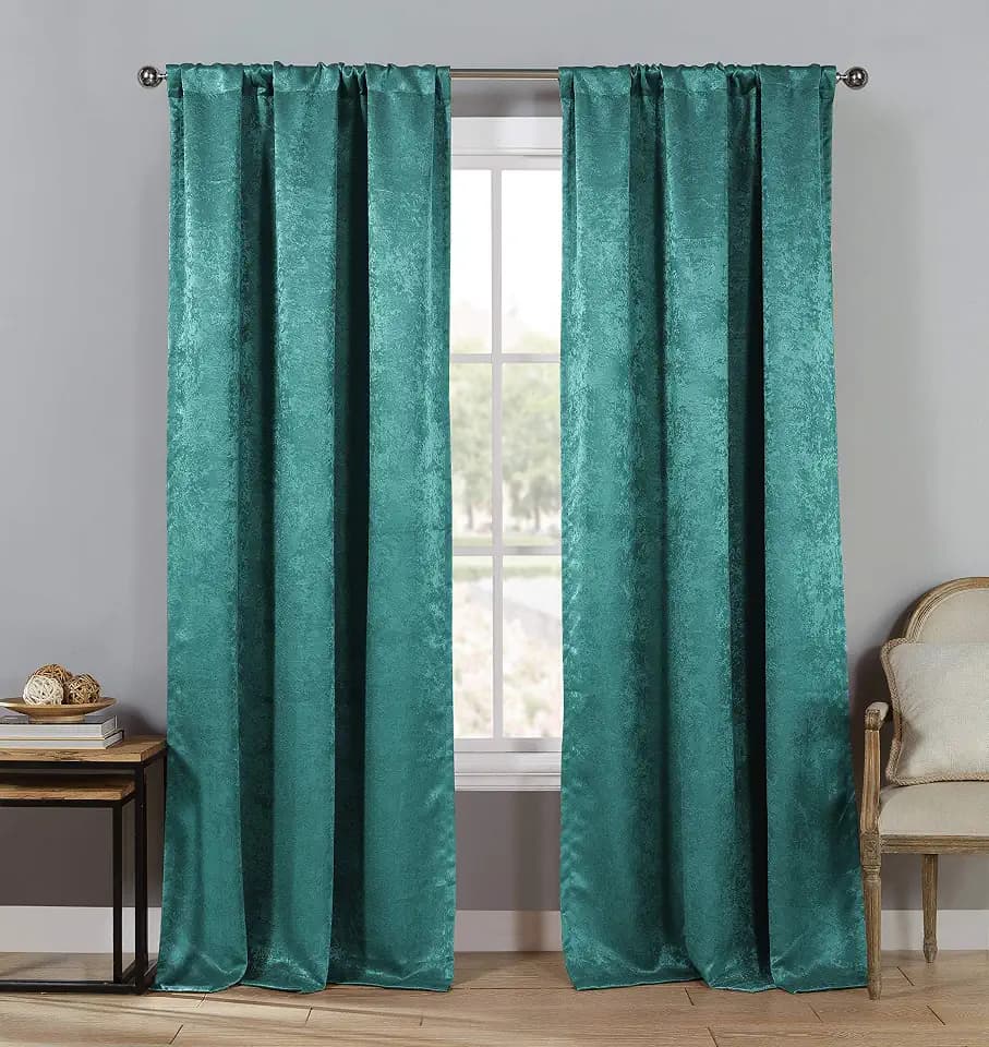 Allyson Crushed Semi-Sheer Fire Retardant Curtains Set