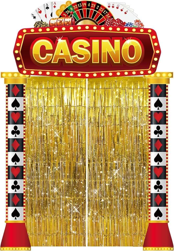 5 Pcs Casino Night Porch Sign Banner, Casino Theme Party Decorations
