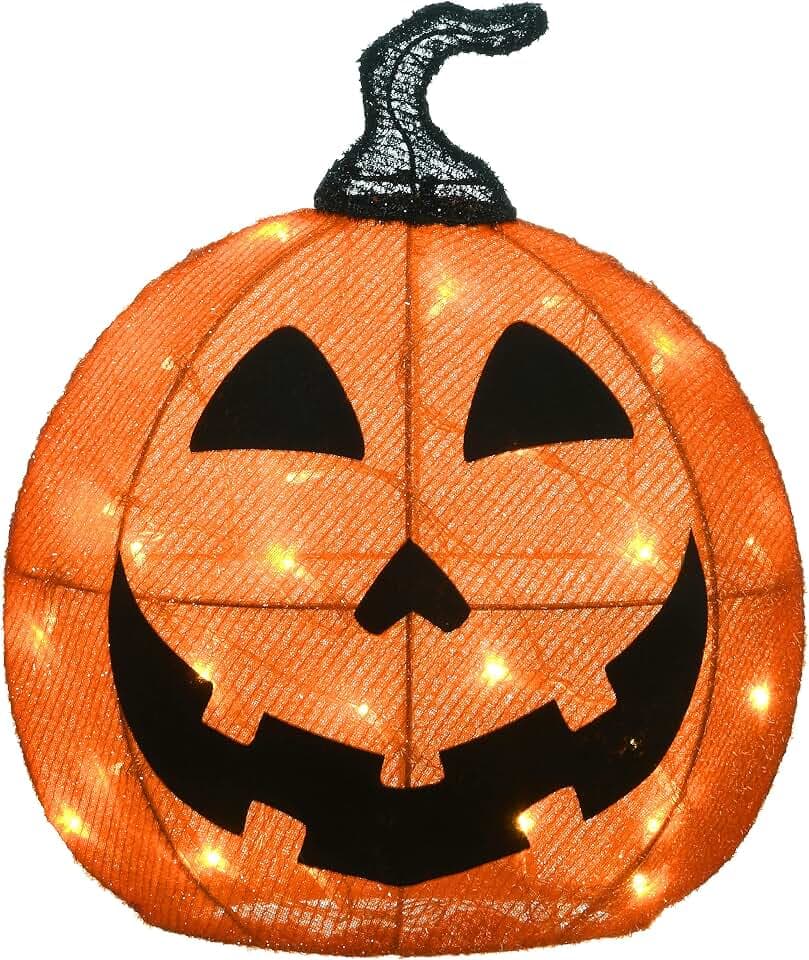 National Tree Company Pre-Lit Smiling Jack O' Lantern Outdoor Decoration, LED Lights, Halloween Collection, 16 Inches