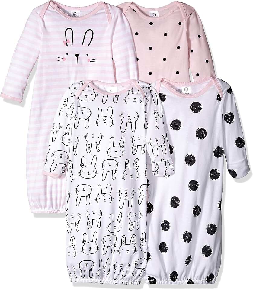 Gerber Baby Girls' 4-pack Sleeper Gown