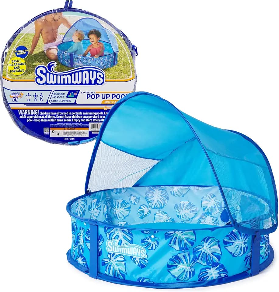 SwimWays Spring Float Elite Pop-Up Above Ground Baby Pool; Ages 9-24 Months
