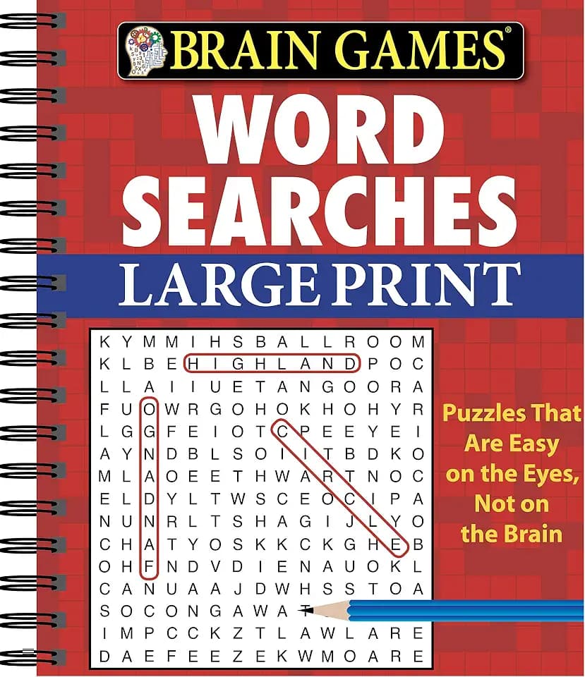 Brain Games - Word Searches - Large Print: Easy on the Eyes, Not on the Brain | Puzzles Progress from Simple to Challenging | Gift for Adults & Seniors (Brain Games Large Print)