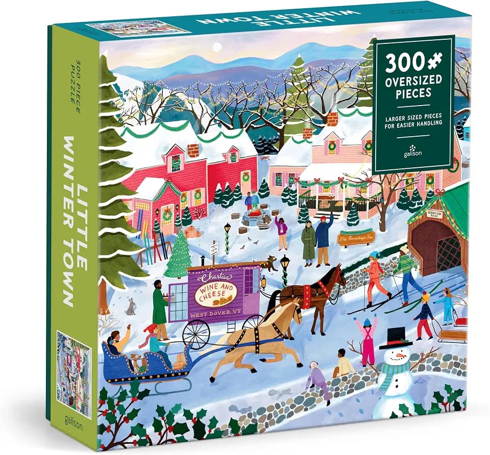 Galison - Little Winter Town 300 Piece Puzzle for Adults