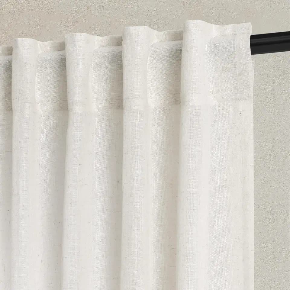 Hokibero Natural Linen Curtains 120 Inches Long for Living Room 2 Panels