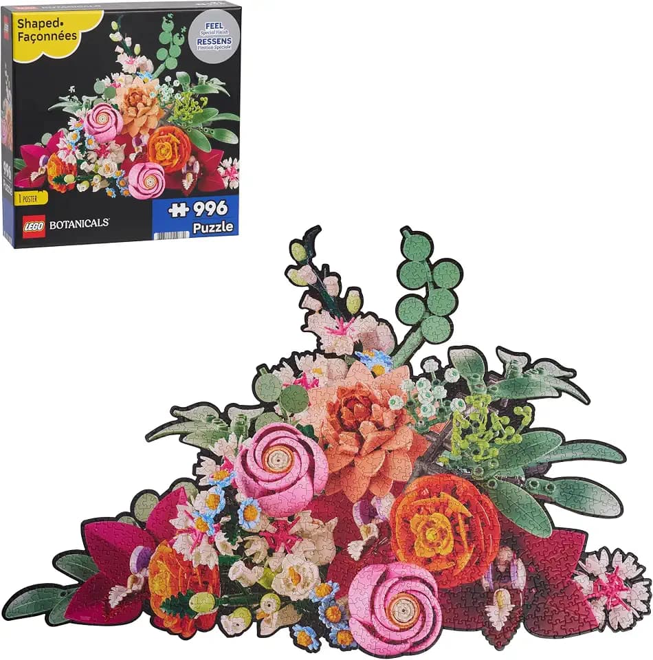 LEGO Botanicals Pink Bouquet Puzzle, Die-Cut Jigsaw Puzzle