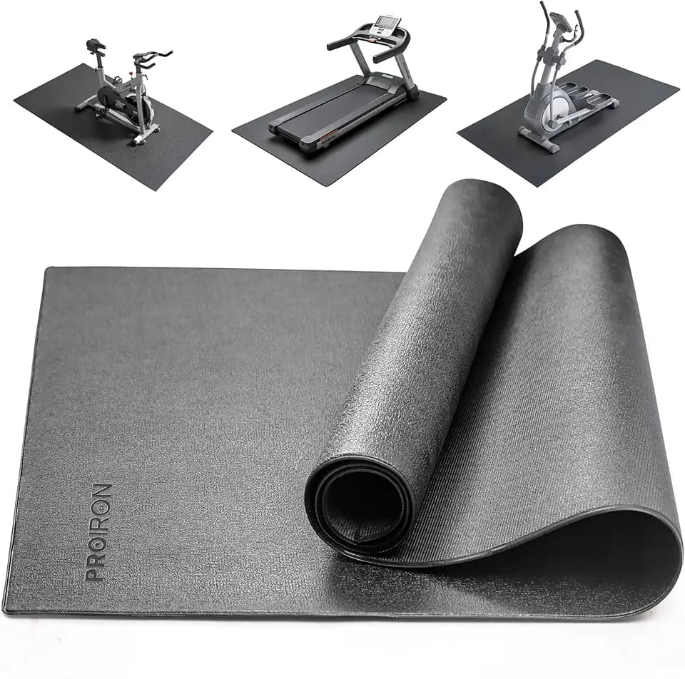 PROIRON Schwerlastbereich Bodenschutzmatte Fitnessgerät, Fitness 5mm Dicke, Laufband Matte Schutzmatten, Matten Fitnessraum Bodenmatte Unterlegmatte für Crosstrainer - auch als Yoga Matte
