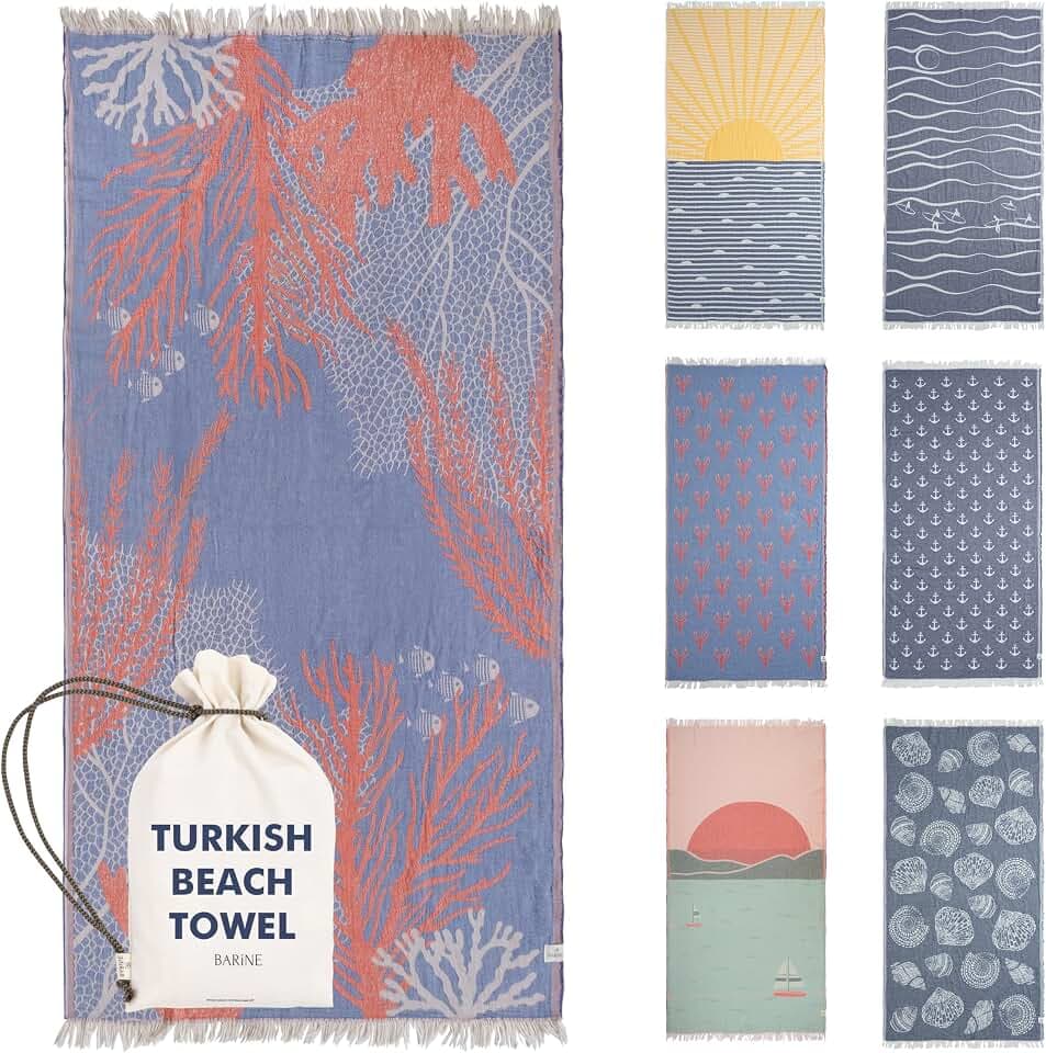 Turkish Beach Towel - Large 36 x 71 | Quick Dry Beach Towel is Essential for Enjoying A Day at The Beach | Sand Free Beach Towels for Clean and Comfortable Experience (Coral, Large | 36x71)
