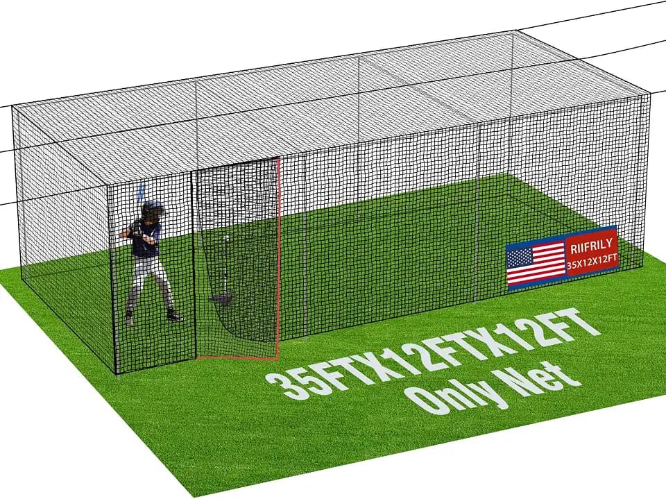 RIIFRILY Baseball Batting Cage Nets, #30/#45 NET ONLY, 20'L/ 35'L/55'L/70'L