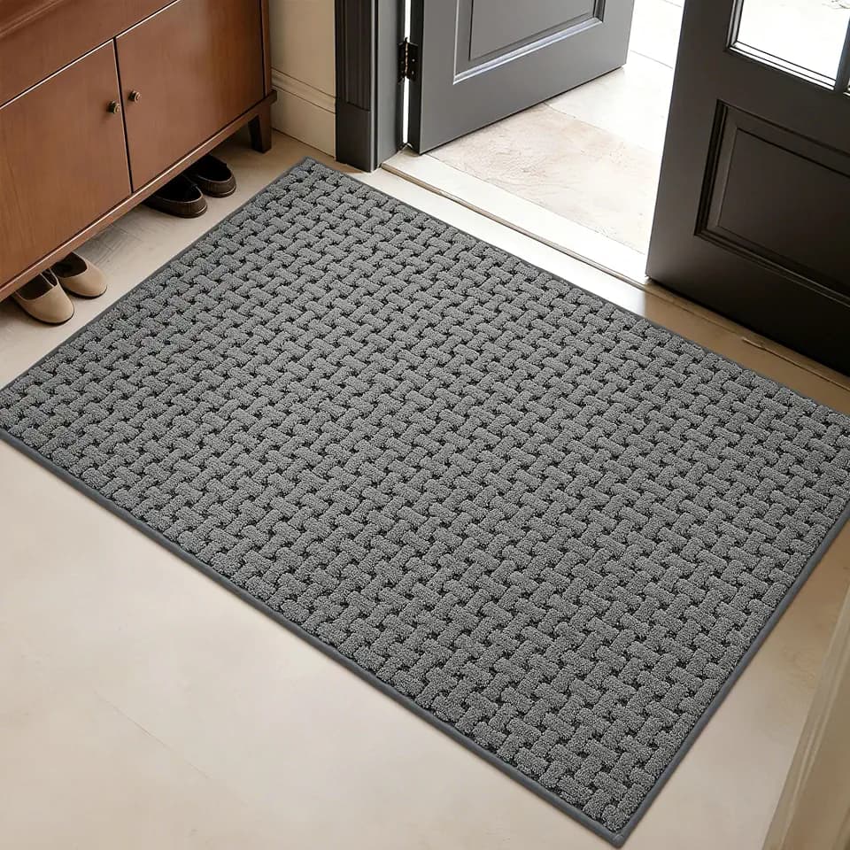 Door Mat Indoor Entrance 32"x48", Non-Slip Entryway Rugs, Grey