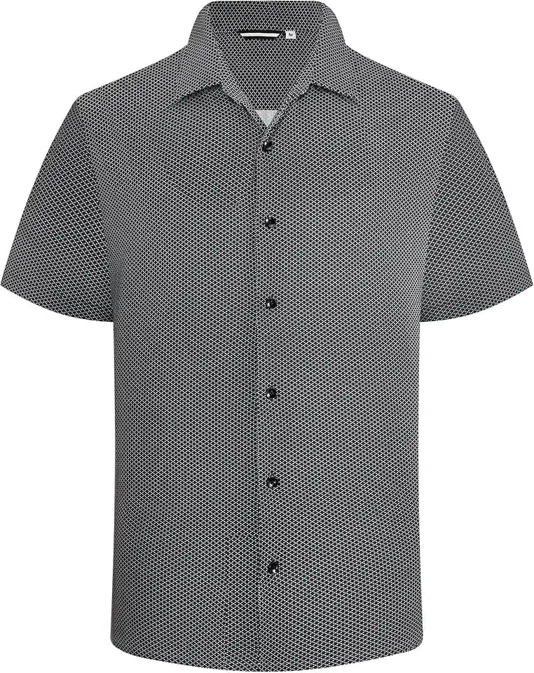 Alex Vando Mens Print Button Down Short Sleeve Business Casual Dress Shirt