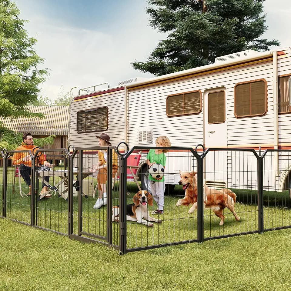 24 Inch Dog Playpen, Dog Fence Outdoor for Yard Dog Playpen Indoor, 16 Panels Portable Puppy Playpen Dog Kennel for RV Camping and Indoor.