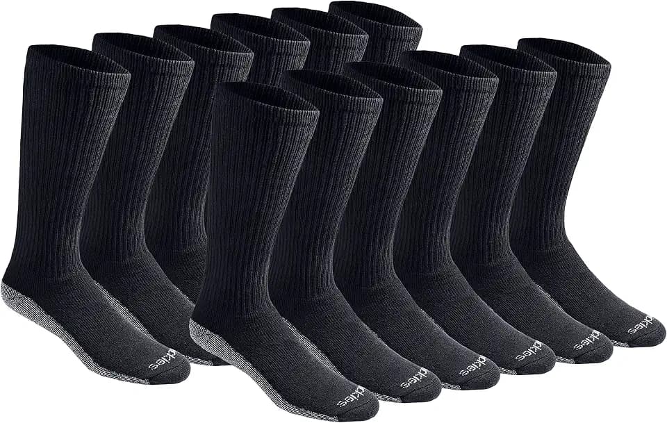 Dickies Men's Dri-Tech Moisture Control Boot-Length Socks, Available in L-XL (6, 12 Pairs)