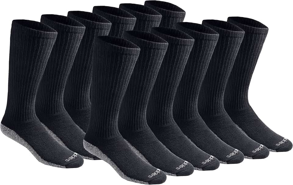 Dickies Men's Dri-Tech Moisture Control Boot-Length Socks, Available in L-XL (6, 12 Pairs)