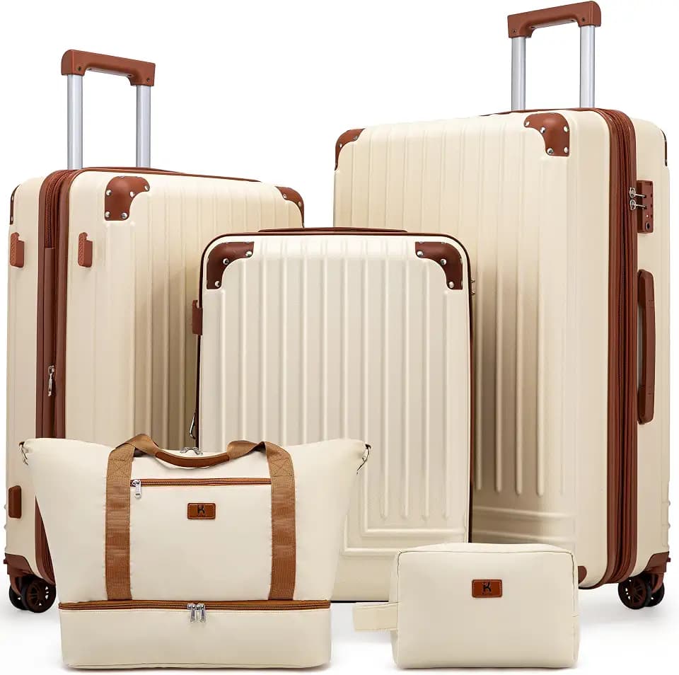 KUNEL Luggage Sets 5 Piece, Hardshell Expandable Suitcase, 20/24/28inch