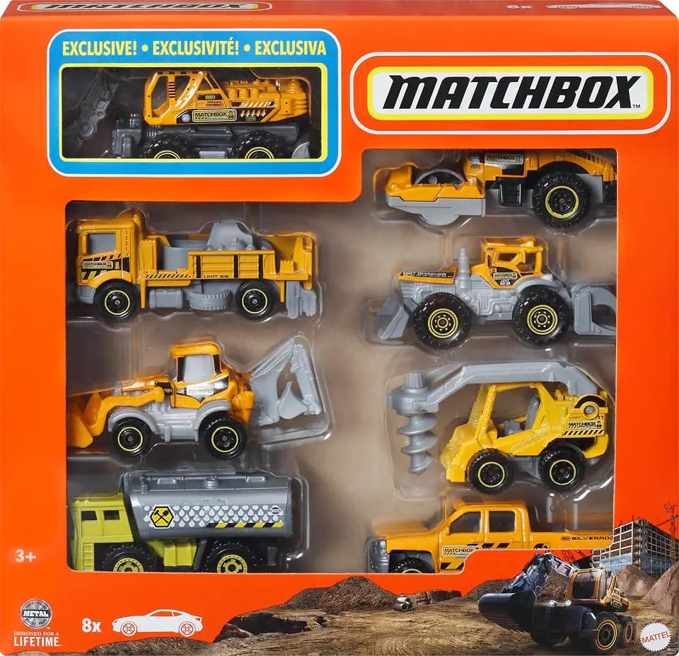 Matchbox 8-Pack Die-Cast Vehicles with 1 Exclusive (Styles May Vary)