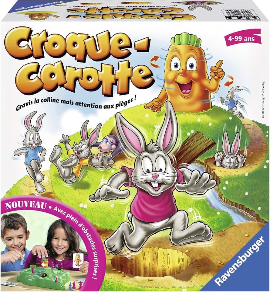Ravensburger - Croque Carotte - Lustiges Brettspiel - Spiel für Familien mit Kindern - Lustiges Kaninchenrennen - 2 bis 4 Spieler ab 4 Jahren - 22223 - Französische Version
