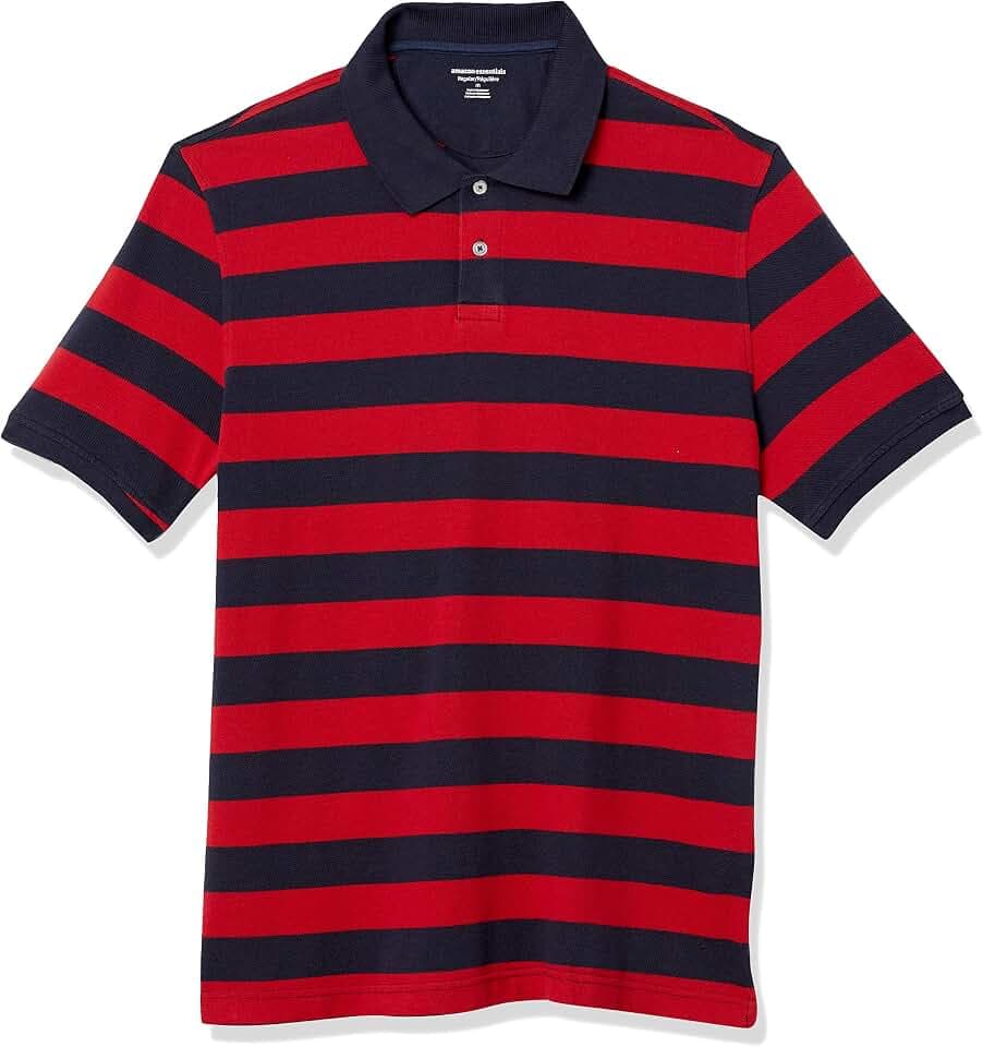 Amazon Essentials Men's Regular-Fit Cotton Pique Polo Shirt, Short Sleeve (Available in Big & Tall)