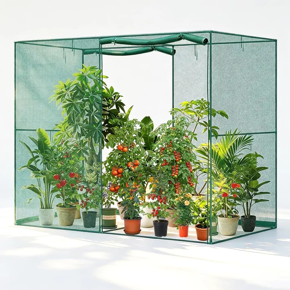 6.5 x 10 x 6.5 ft Crop Cage Plant Protection Tent with Zippered Doors, Wind-Resistant Tall Crop Cage, Easy to Install Protection Garden Cages Tomato Plant Netting for Garden Patio Lawn