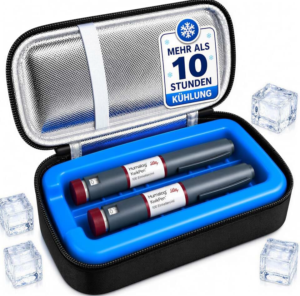 Insulin Kühltasche Ice Block, Medikamenten Kühlbox (Schwarz)