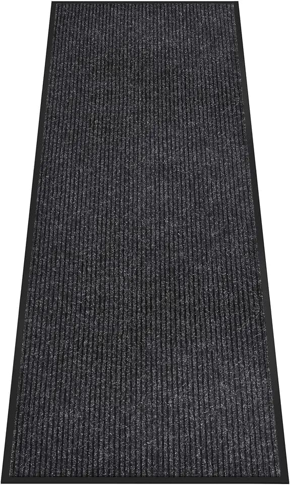 Indoor Outdoor Door Mat, 10' x 3' Doormat for Entryway, Black