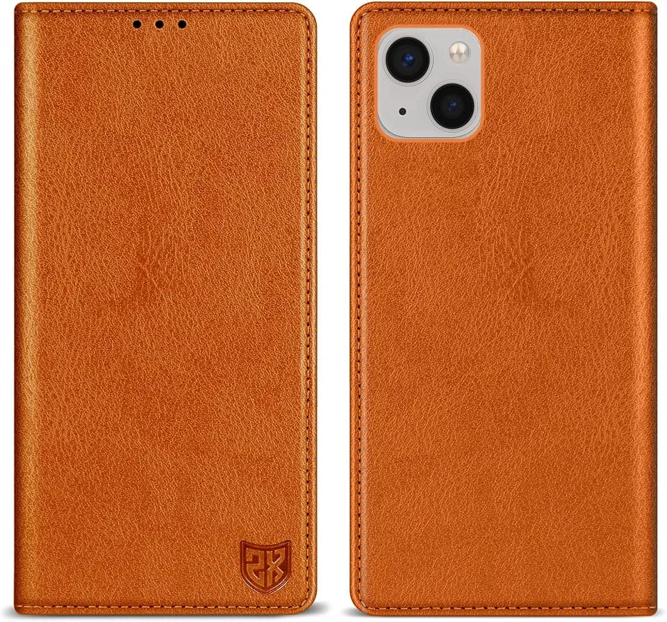 ZZXX for iPhone 15 Wallet Case Strong Magnetic 6.1 inch,Brown