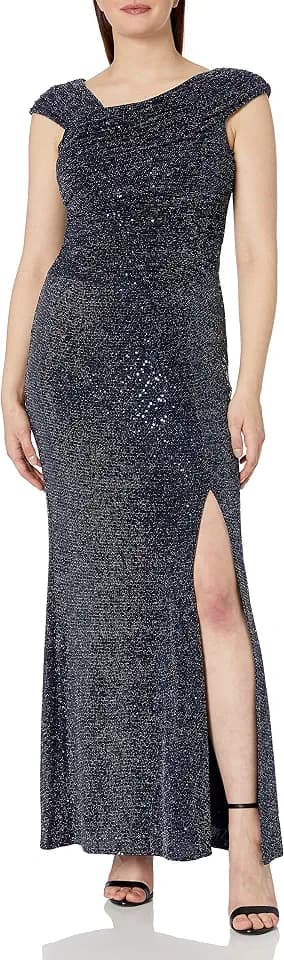 Alex Evenings Womens Metallic Knit Dress