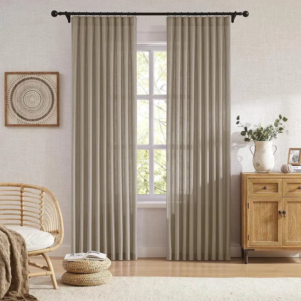 DUALIFE Taupe Pinch Pencil Pleated Curtains 42 Wide 144 Long 2 Panels