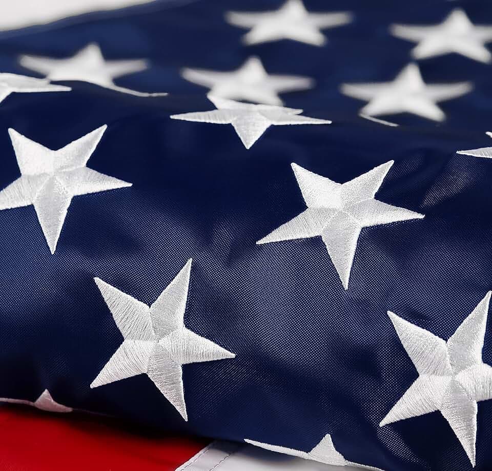 American Flag 4x6 ft: Long Lasting US Flag, Heavy Duty Nylon, Embroidered Stars, Sewn Stripes, Brass Grommets, UV Protection Perfect for Outdoors! USA Flag