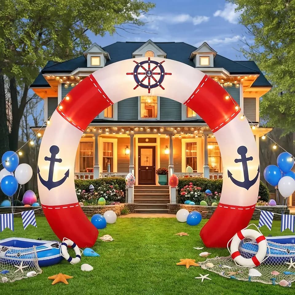 Gilprop 10 ft Nautical Inflatable Archway with Built-in LED Lights