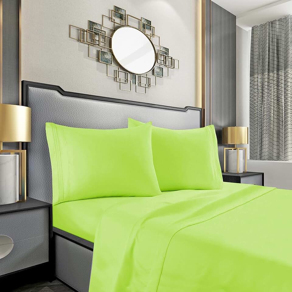 Mocassi Pillow Cases Standard Size Set of 2 - Pillow Covers - Pillow Protector - Hotel Luxury 1800 Thread Count Bedding Sheets & Cooling Pillowcases (Set of 2 Standard/Queen Size, Lime)