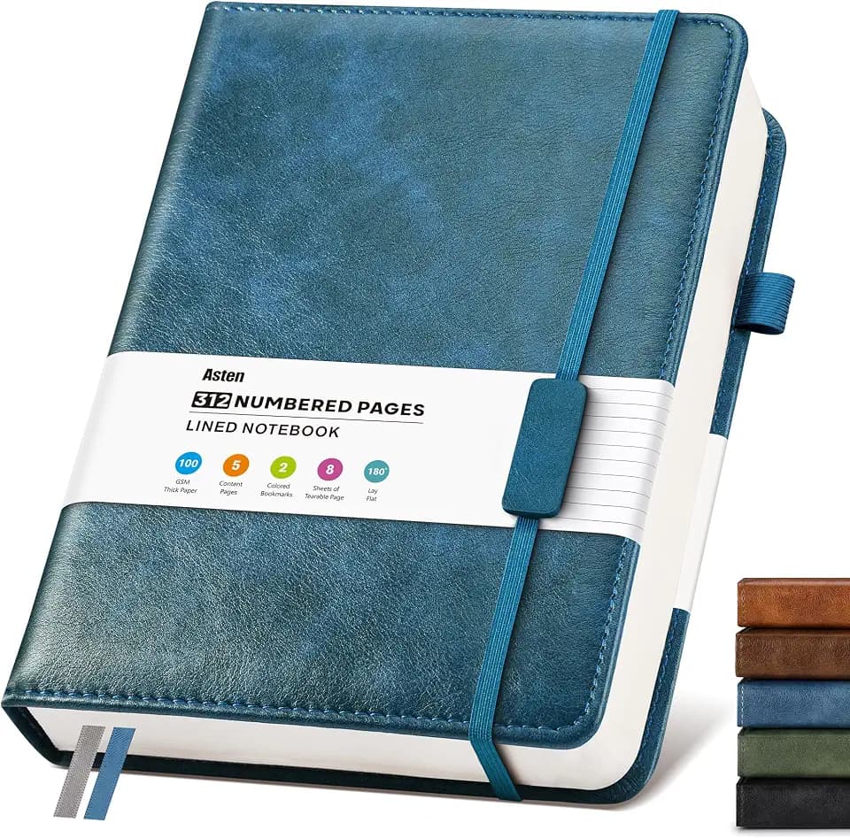 Notizbuch A4 Liniert Leder: Hardcover Tagebuch für Erwachsene, Blau