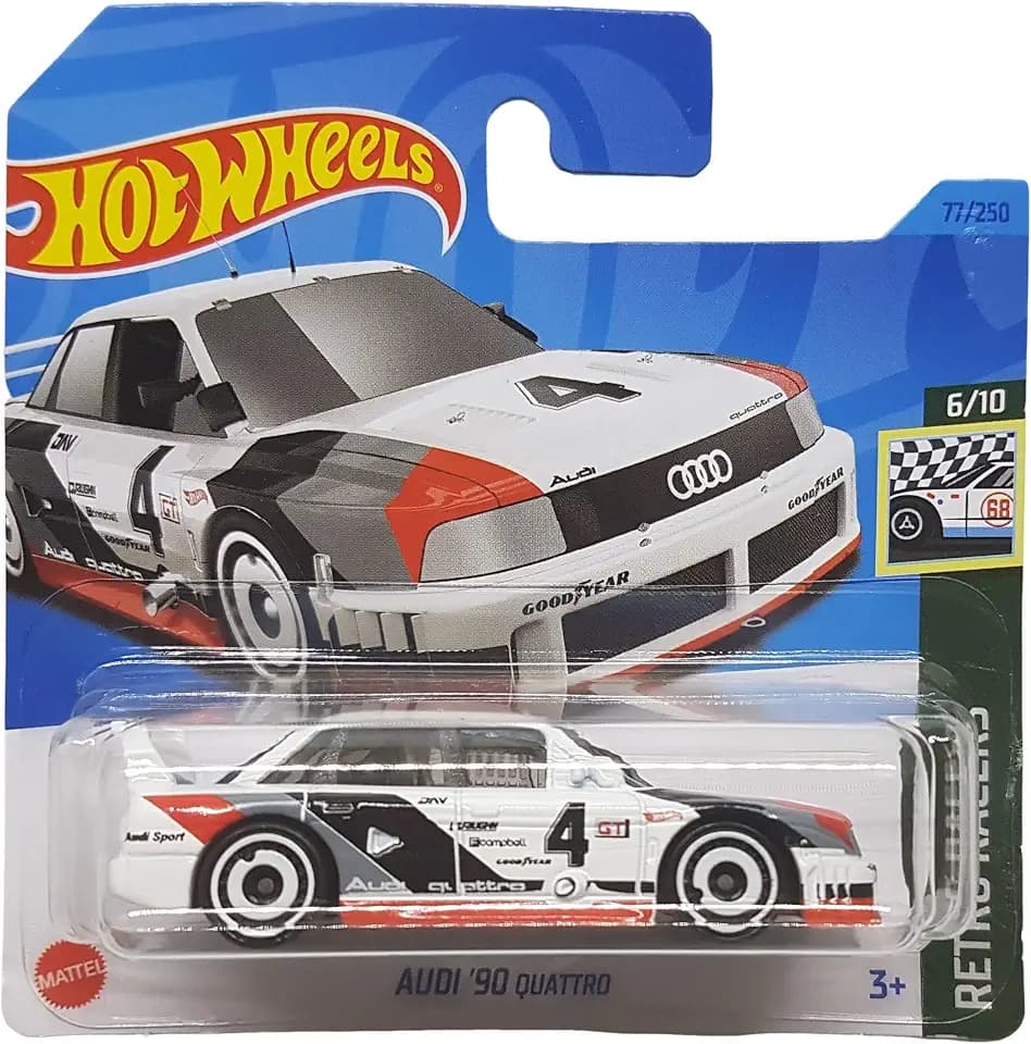 Hot Wheels - Audi ´90 Quattro - Retro Racers 6/10 - HKG35 - Short Card - Good Year - Weiss - Mattel 2023