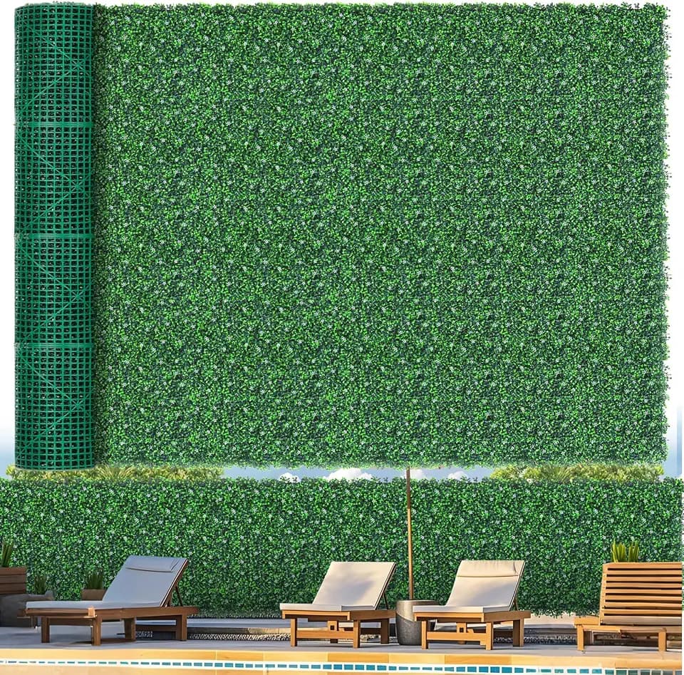 Grooy 71"x 144"(72 sq.ft) Artificial Boxwood Grass Wall Roll with Flowers