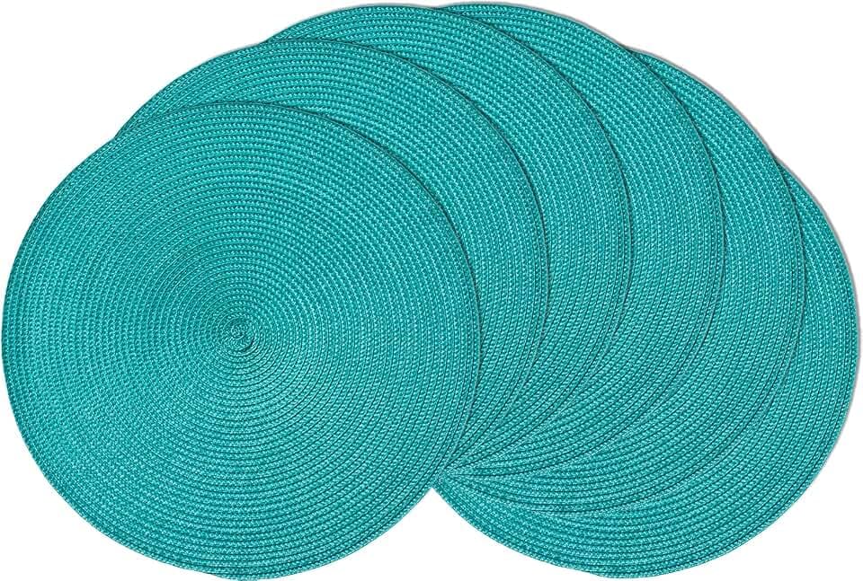 AHHFSMEI Round Braided Placemats Set of 6 15 Inch Black Table Mats