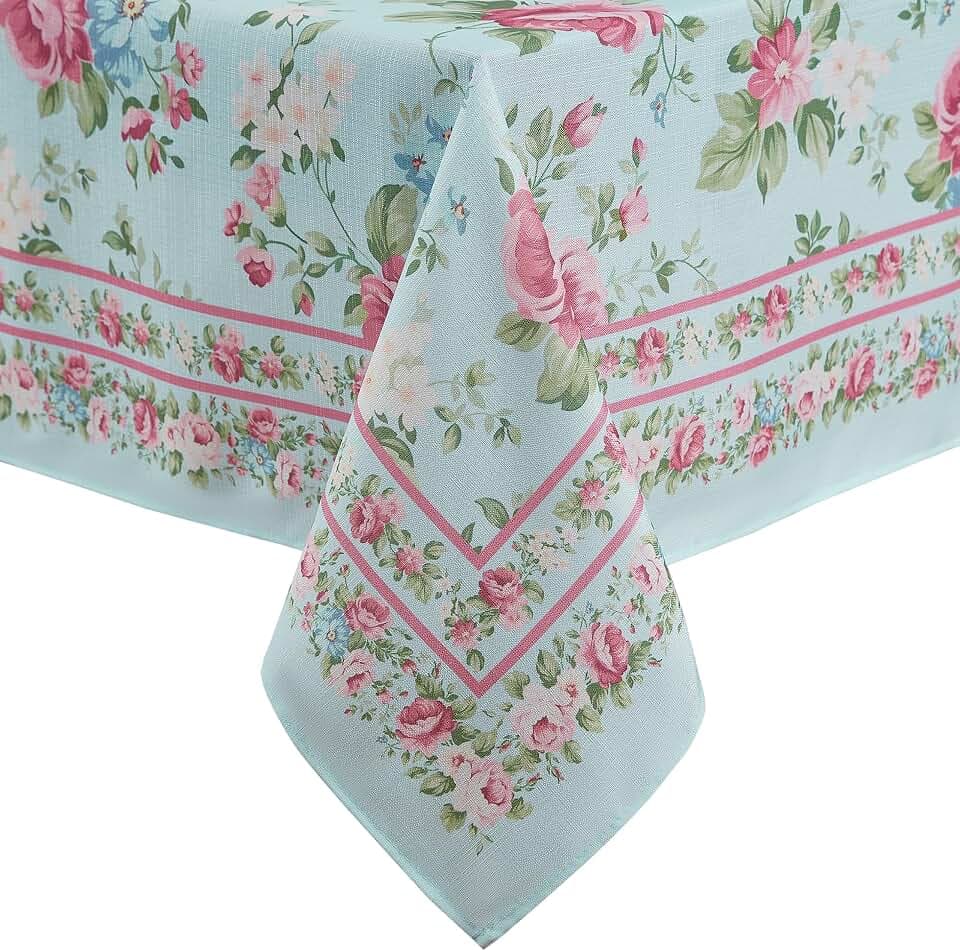 Threadmade Vintage Floral Garden Tablecloth, Multicolor - 60" W x 84" L