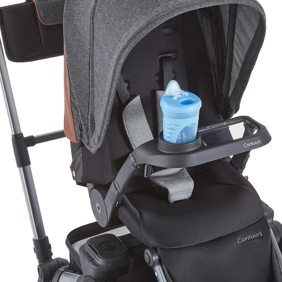 Contours Snack Tray Accessory, Exclusive Compatibility with ContoursBaby Element Baby Stroller (Model ZL032), Easy to Clean Cup or Drink Holder with Swivel Attachment, Black