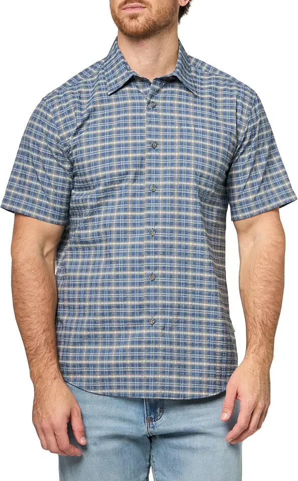 Eddie Bauer Mens Pack It Seersucker Short-Sleeve Shirt