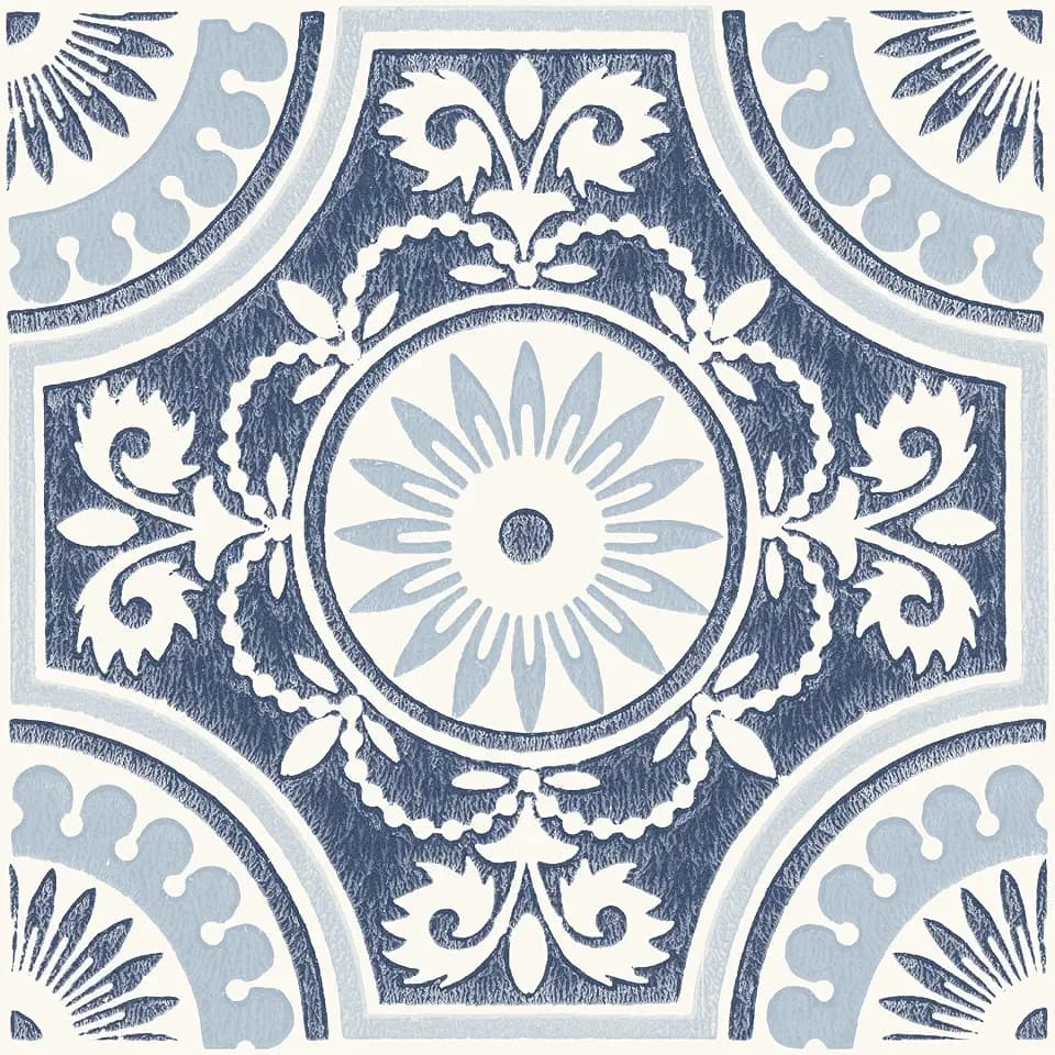 FloorPops 12-in by 12-in Blue Ezra Vinyl Peel & Stick Floor Tiles (10 Tiles), (10 sq.ft./Carton)
