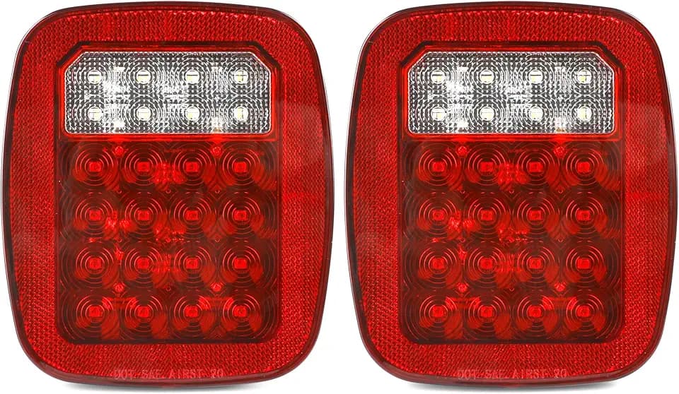 MAXXHAUL 80685 Universal Square 12V Combination 28 LED Signal Tail Light - For Truck Trailer Boat Jeep SUV RV Vans Flatbed 2 Pack