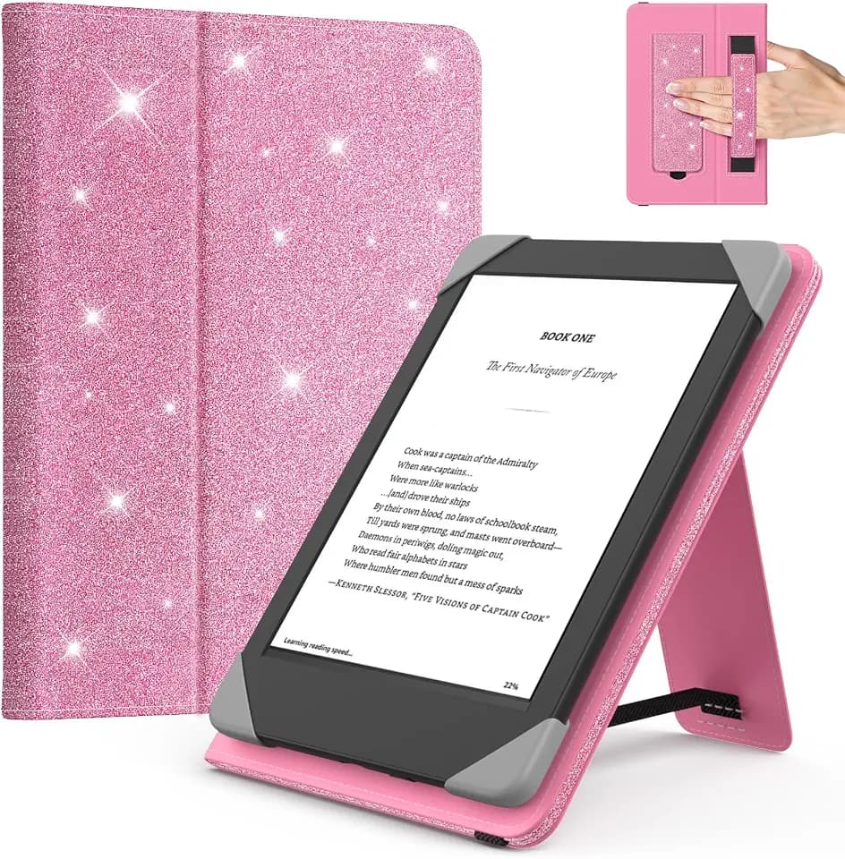 MoKo Universal hülle für 6 Zoll Kindle E-Reader und Tablet, Glitter Rosa