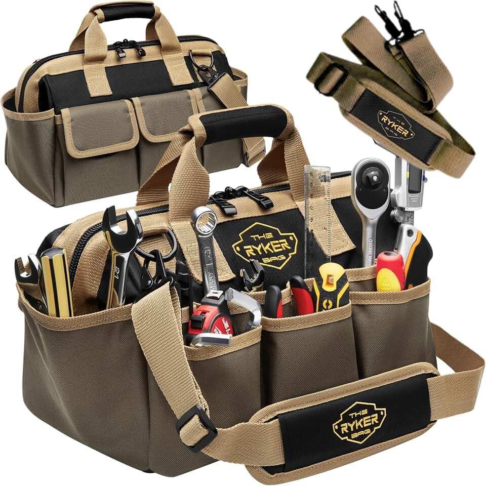 Ryker 14’’ Heavy Duty Tool Bag. Tool Box Organizer for Electricians & HVAC