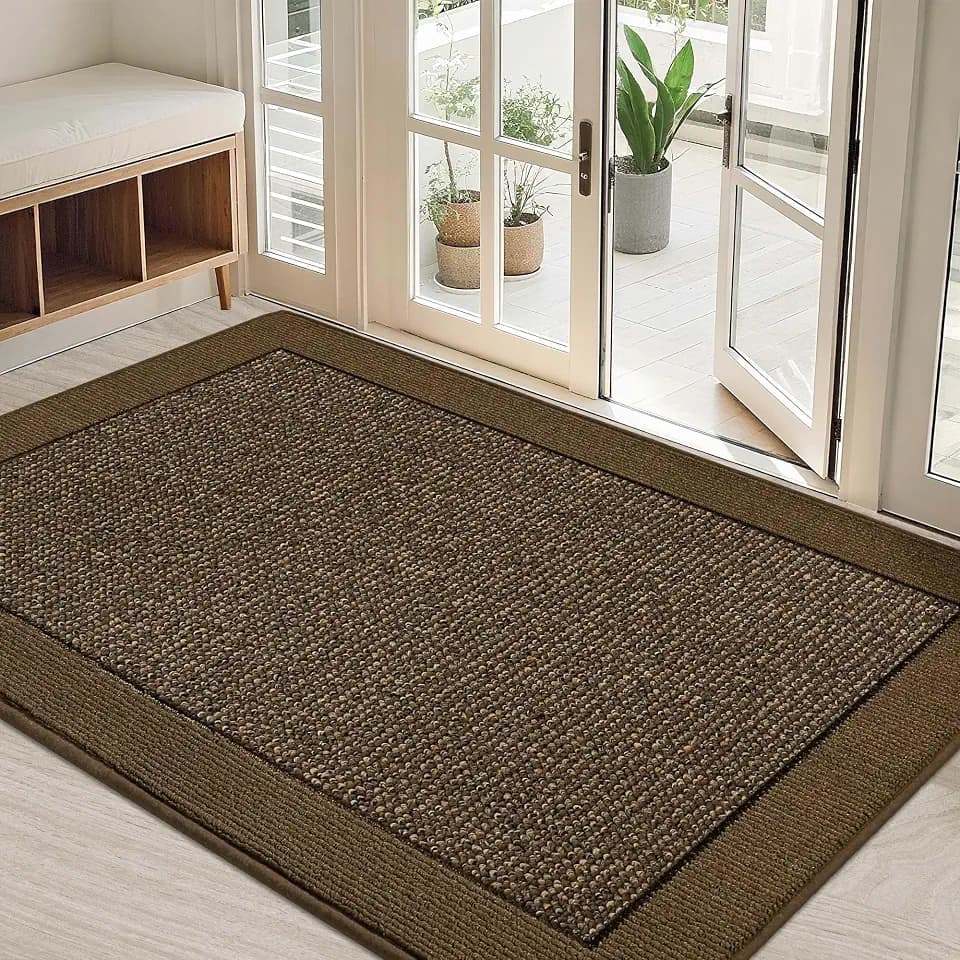BEQHAUSE Indoor Door Mat 32" x 48", Dirt Trapper Door Mats, Brown