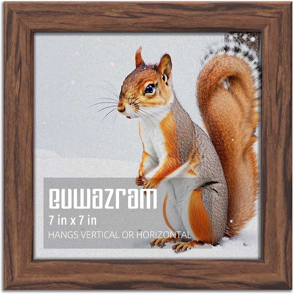 Rustic Walnut 7x7 Frame - Single Frame, 7 x 7 Poster Frame for Artwork, Puzzles, Photos and Movie Posters Picture Frames