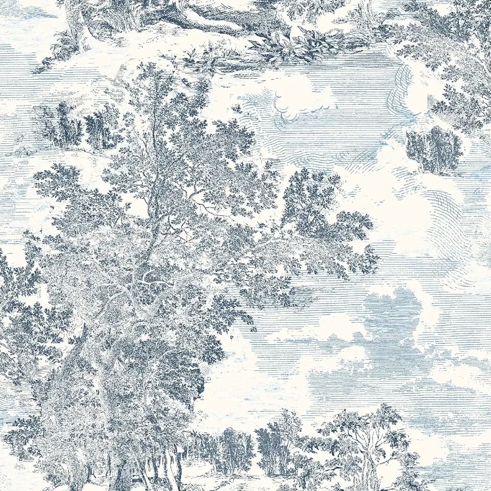 Surface Style Serene Scenes Scenic Toile Peel and Stick Wallpaper (Blue)
