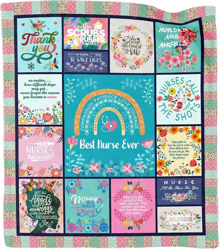 Nurse Gifts for Women, Christmas Birthday Graduation Retirement Gifts for Nurses Throw Blanket 50"X60", Rn Gifts for New Nurses Practitioner, Nursing Student, Nurse Week Day Gifts