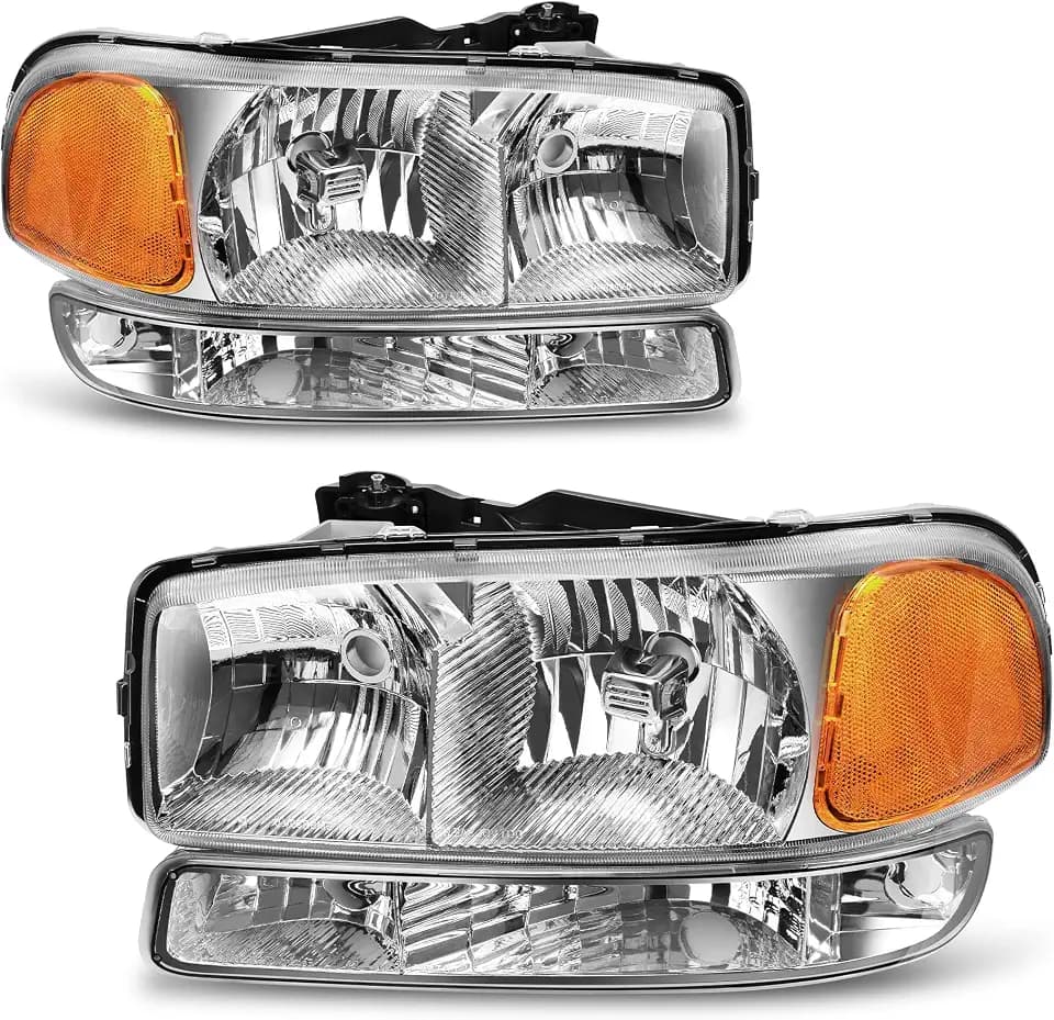 LEDKINGDOMUS Headlights Assembly Compatible with GMC Sierra 1999-2006