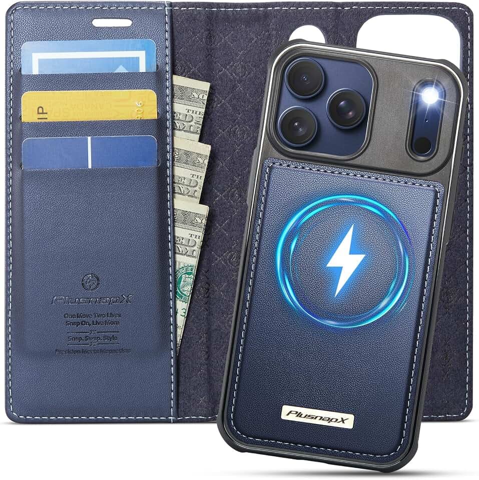 for iPhone 17 Pro Max 2in1 Detachable Wallet Phone Case, Deep Blue